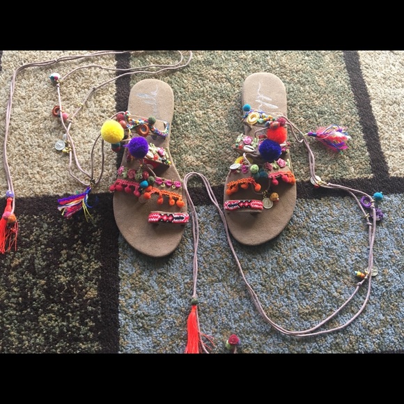 Free People Thaikila Khun Wrap Sandals Large 8 - Picture 7 of 8